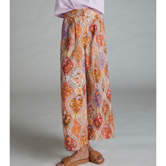 NWT Farm Rio Toscana Pleated Wide-Leg Pants xs,s ,m - Picture 2 of 9